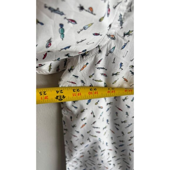 Victory Outfitters Mens Fishing Print Short Sleeve Button Shirt White Size L - Picture 6 of 10